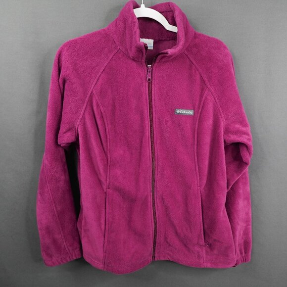 Columbia Womens Fleece Jacket Large Purple Zip Athleisure Heavy Cozy Soft - Picture 1 of 13
